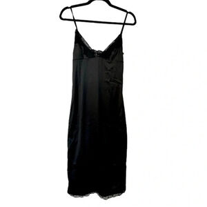 Rosedress Women's Black V-Neck Lace Satin Slip Dress with Straps Size M NWT
